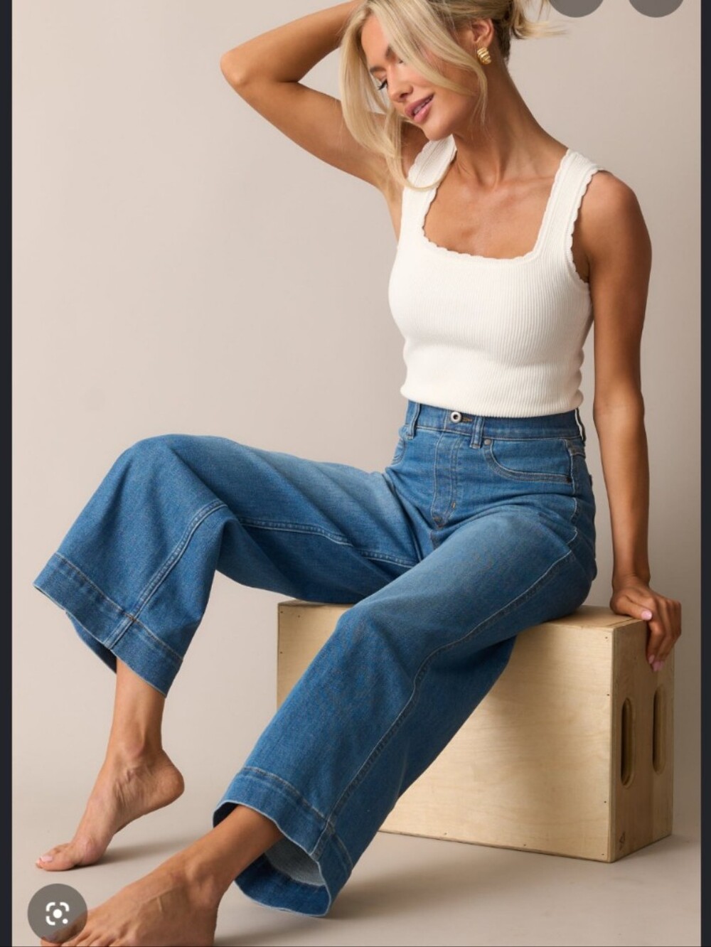 Spanx Wide Leg Crop Pull On Jeans 24.5" Inseam